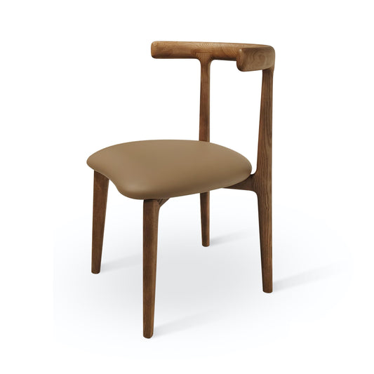 Nordic Arc-style Solid Wood Chair (Walnut Color)