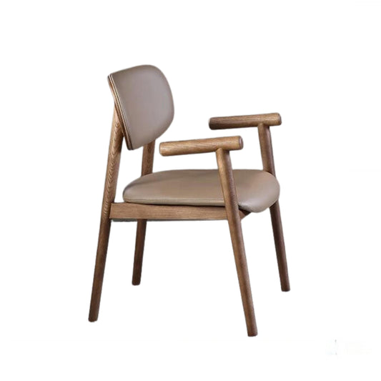 Wing-Line White Wax Wood Solid Wood Chair (Coffee Wood)