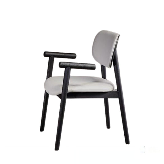 Wing-Line White Wax Wood Solid Wood Chair (Grey)