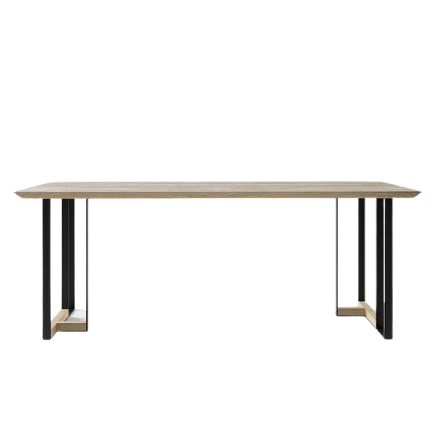 Exquisite Taiwan Custom Metal Stand Wooden Dining Table